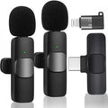 K11 2-in-1 Dual Wireless Collar Microphone Type-C & Lightning Omnidirectional Lavalier Mic for iPhone, Android, and Vlogging