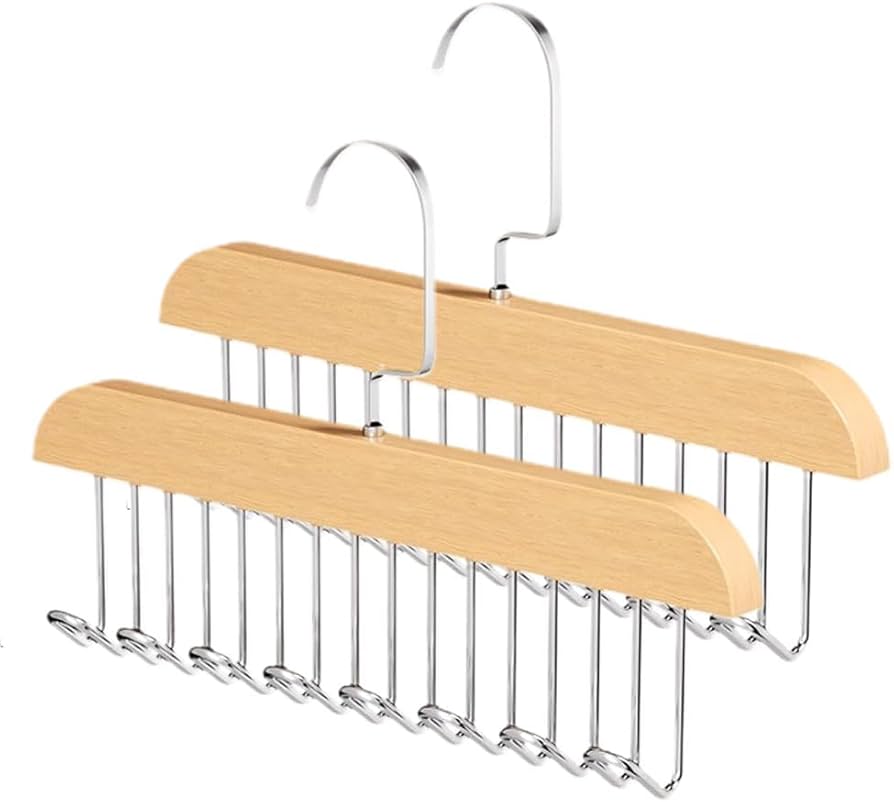 8 Hooks Multi-function Wooden Caps, Belts, Tie Hanger – Strong No Trace Storage Rack(Random Colour)