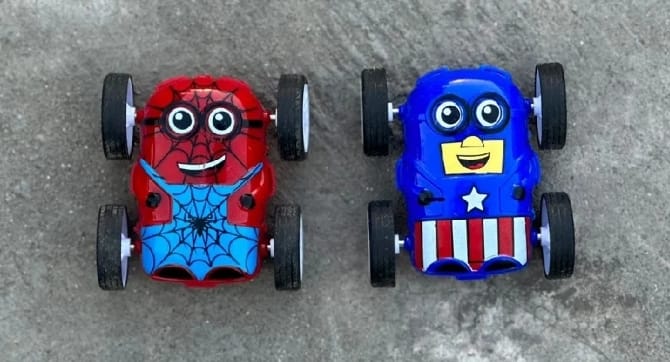 360° Stunt Car Toy - Double-Sided Flip Action, Friction Powered, Cartoon-Themed Racer - Durable & Safe Kids Toy Car - Indoor & Outdoor Fun (Random Colour)