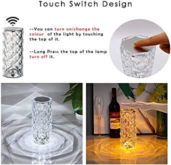 16 Colors Diamond Rose Crystal Lamp Bedside Acrylic Usb Rechargeable Table Lamp 1945608
