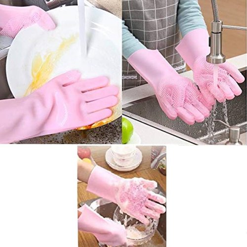 Silicone Washing Full Finger Gloves For Home Random Colors 6
