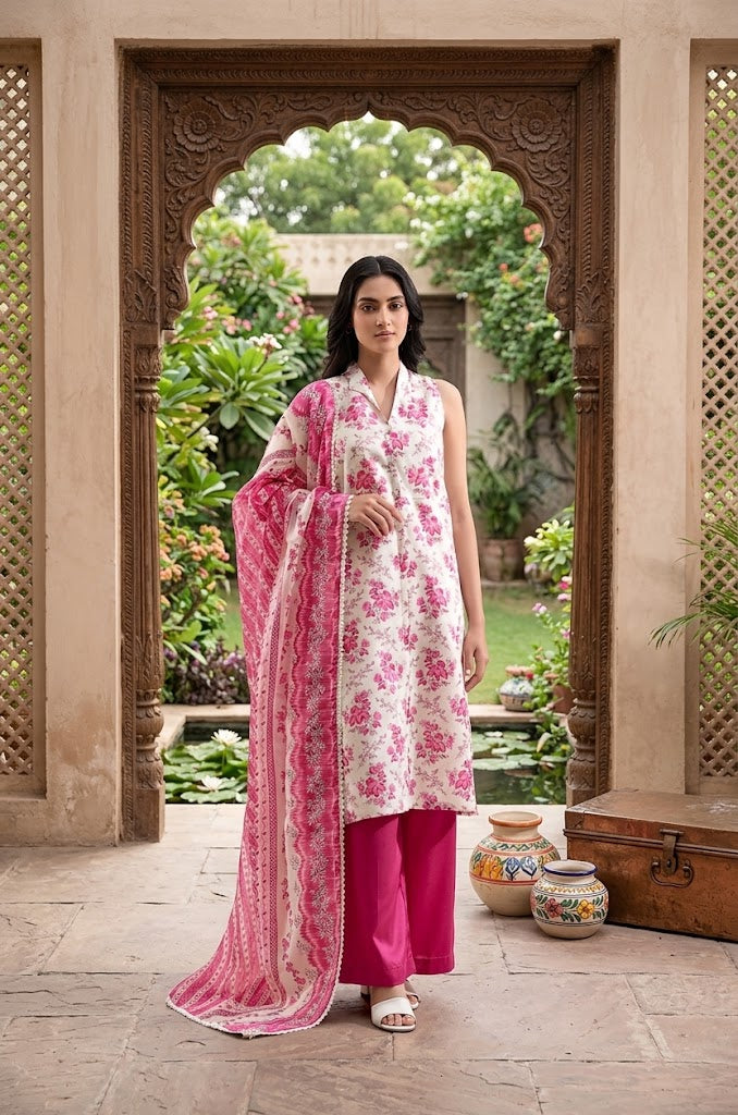 Saya Premium 3-Piece Printed Khaddar Suit – Unstitched winter Collection (saya replica)