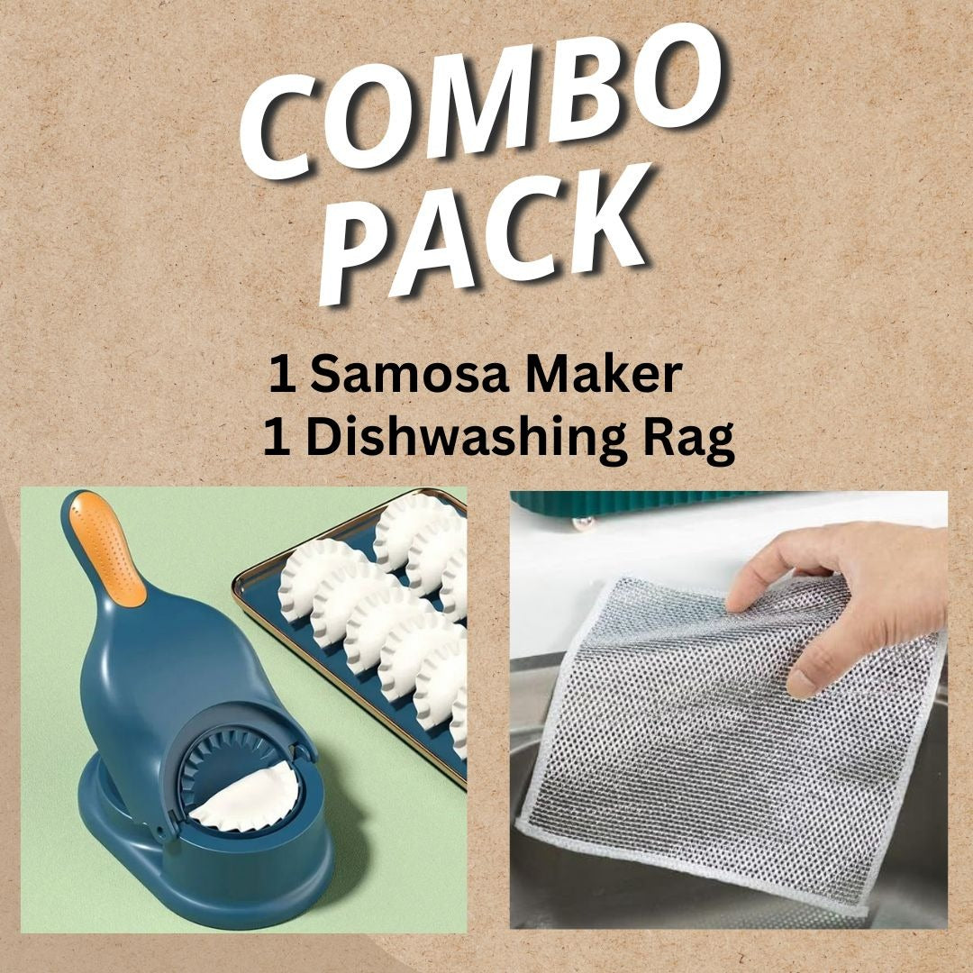 2-in-1 Manual Dumpling Maker & Dough Press Machine | Portable Samosa & Gujiya Mould Tool | Easy Kitchen DIY Pastry Accessory