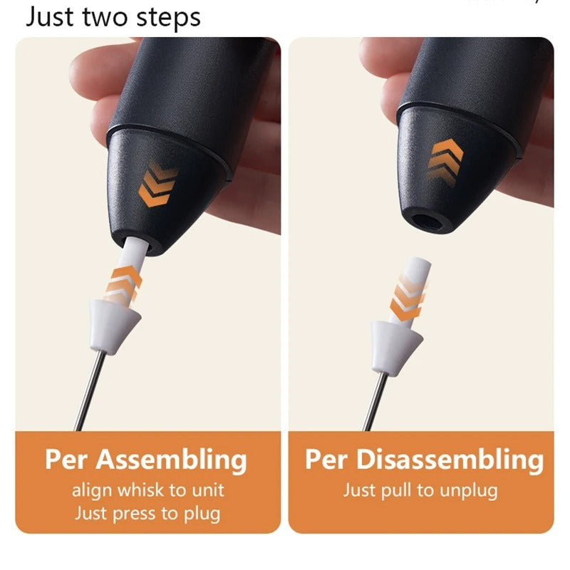 Wireless Milk Frother Electric Type C Handheld Blender Stainless Steel Mini Coffee Maker Whisk Mixer For Daily Kitchen Needs