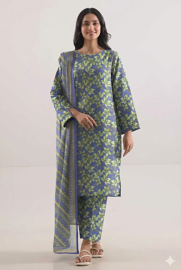 Saya Premium 3-Piece Printed khadder Suit – Unstitched winter Collection (saya replica)