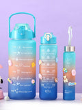 3 Pack Water Bottles With 2L Large Bottle 700Mlportable Bottle And 300Ml Mini Bottle Motivational Random Color 2391037