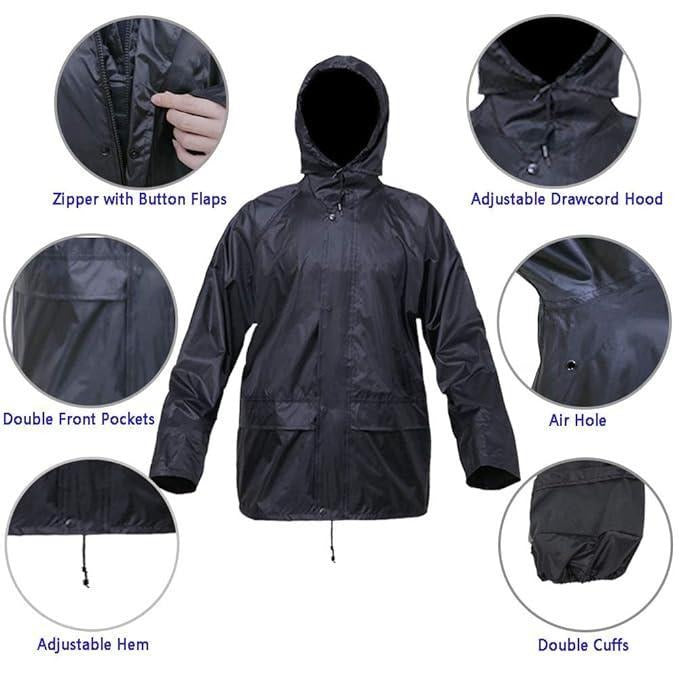 Rain Suit For Men Women Waterproof Lightweight Durable Comfortable Easy To Wear