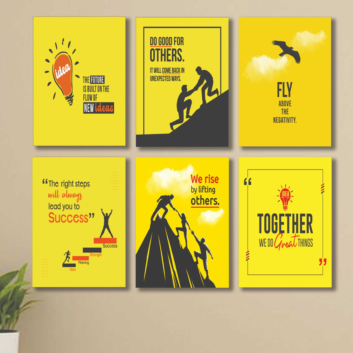6 PC Motivational Wall Decor Cardboard Phototiles Durable Stylish Elegant And Inspiring Decorative - 8*11