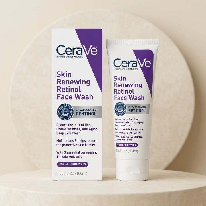 Renewing Retinol Face Wash – Anti-Aging Cleanser with Ceramides & Hyaluronic Acid for All Skin Types (100ml)