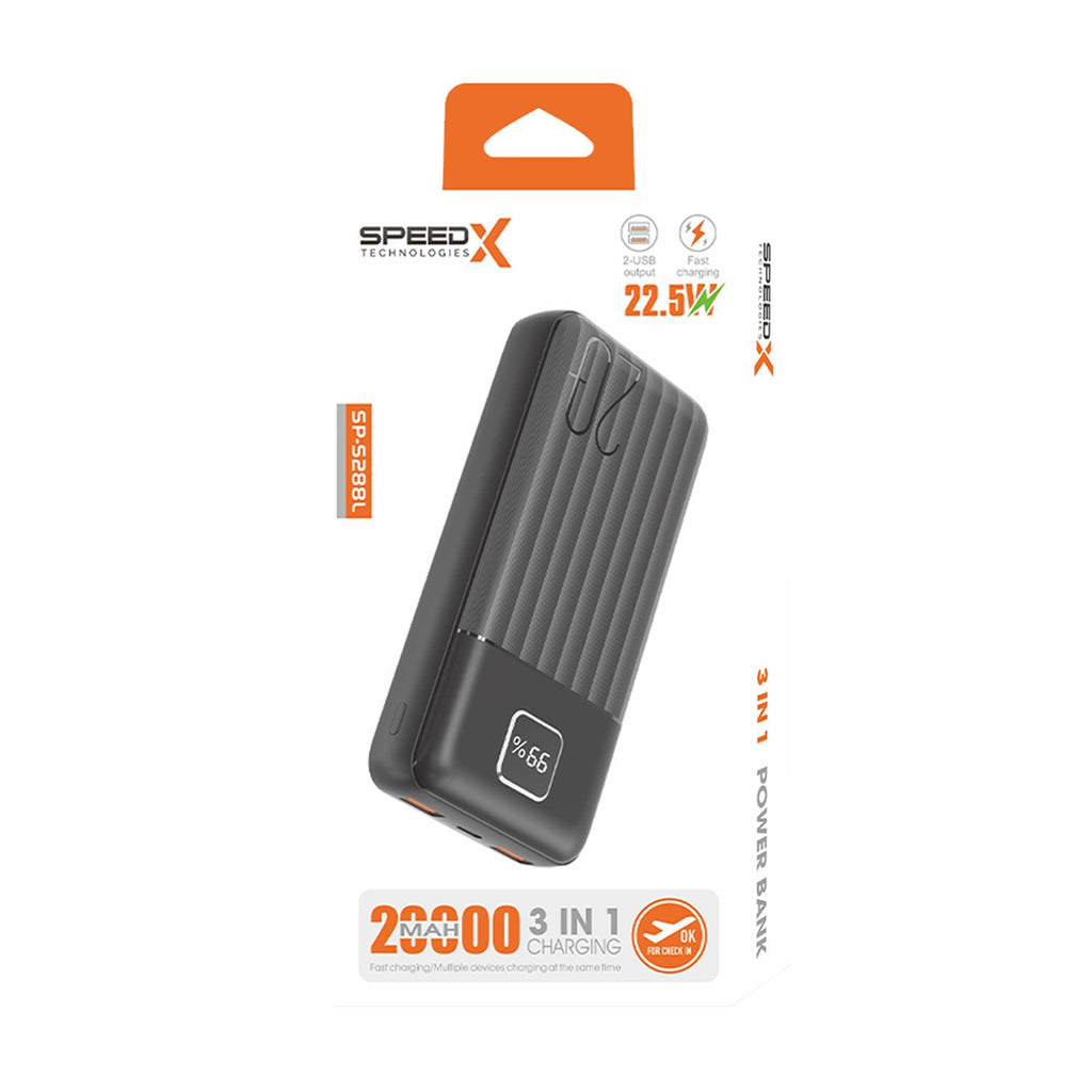 Speedx SP-S288L 3in1 (22.5W) 20000mAh Fast Charging Power Bank - Electronics Accessory Designed For Device Charging