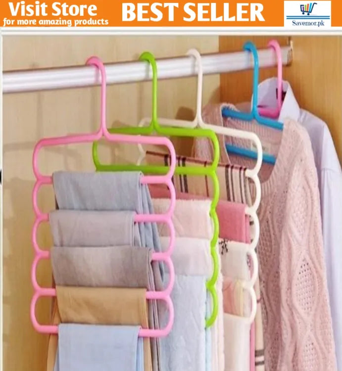 5 Layer Magic Hangers Hanger Anti Slip Multi Purpose And Multi Functional Magic Multiple Layer Trousers Hangers Hanger Multifunction Pants Closet Belt Holder Rack S Type 5 Layers Saving Space Hangers Hanger