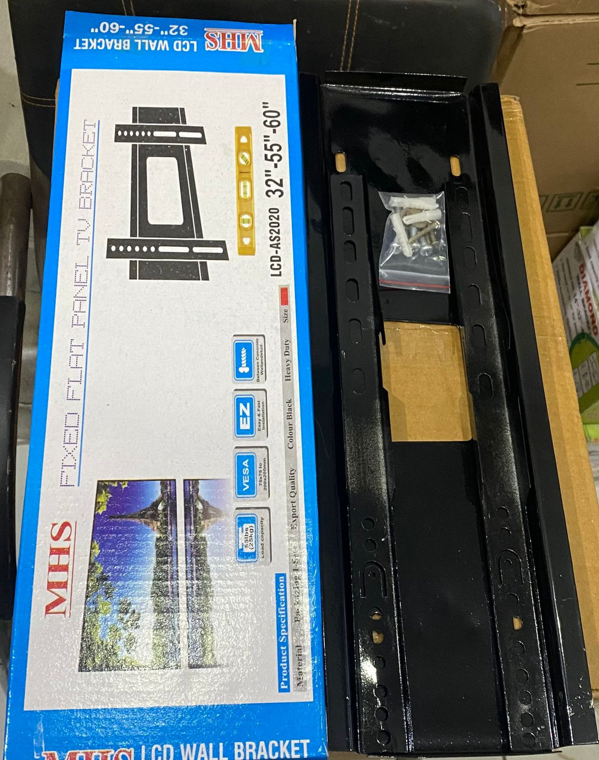 MHS Tv Wall Mount Bracket For 32 - 55 - 60 Inch Led Lcd Smart Tv Heavy Duty Solid Steel Fixed Bracket With Fitting Screws