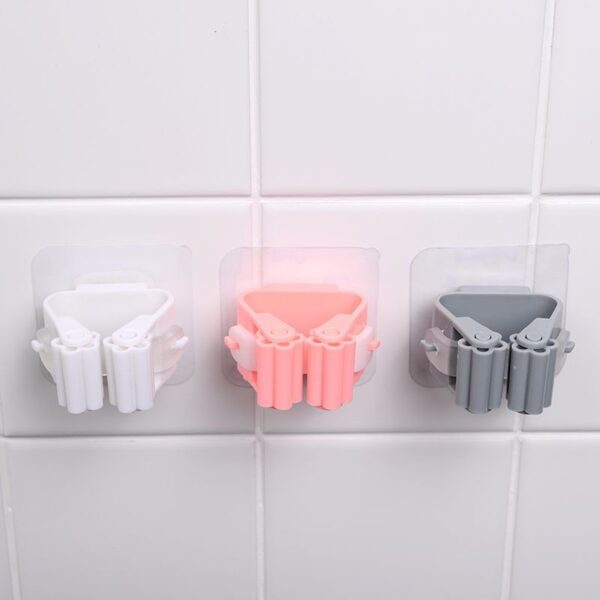 1 Pc Mop And Broom Self Adhesive Holder Wall Mount Magic Hanger Organizer Cleaning Tools Storage Mop Rack Random Color
