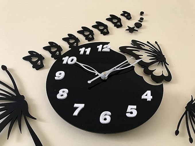 3D Wall Clock Butterfly Wooden Wall Clock