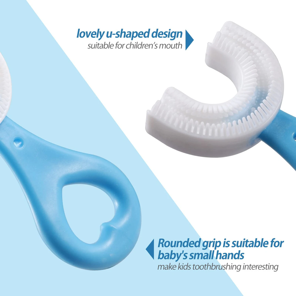 1 Pc 360 Degree U Shaped Baby Toothbrush Children Child Toothbrush Teethers Baby Brush Silicone Kids Teeth Oral Care Cleaning With Boxrandom Color