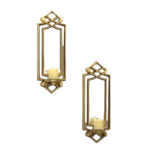 2 Pcs Fancy Wall Mirror Candle Stand Decor For Home Office