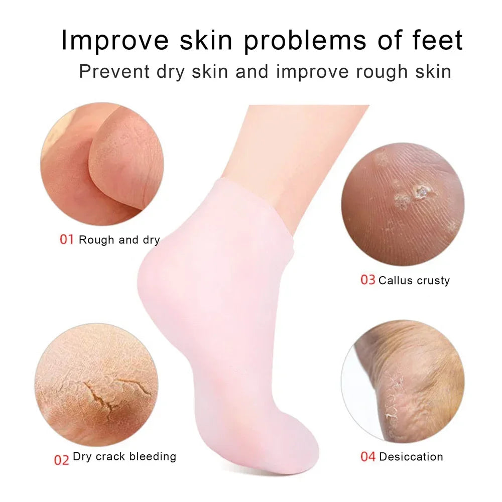 Combo Pack Hight Quality Moisturizing Glove And Socks Set Silicone Gel Spa Socks For Dry Cracked Skin Silicone Jelly Socks Gel Moisturizing Socks Foot Care Protector