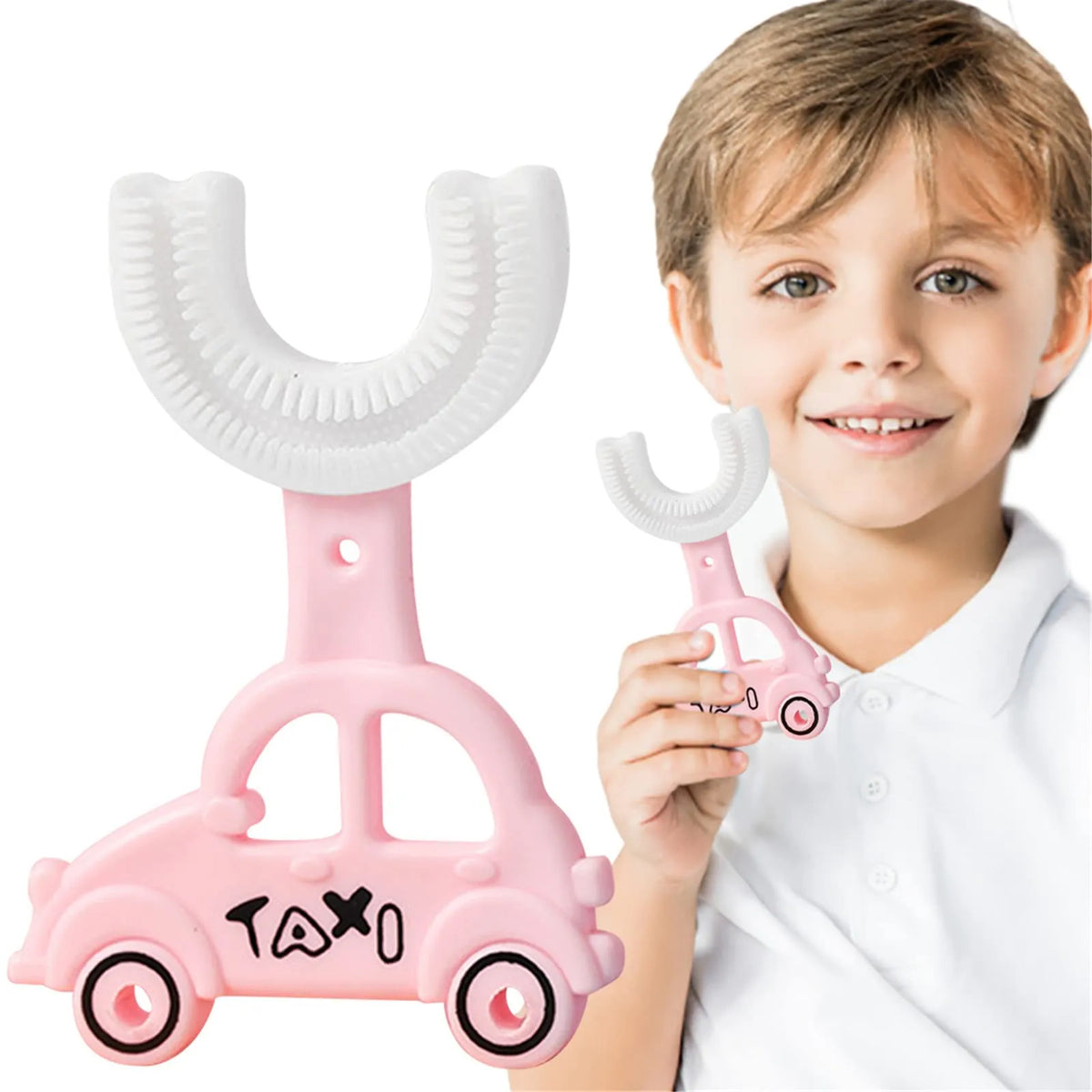 Silicon Toothbrush For Kids Taxi Design Portable Hand Held Shaped Infant Soft Bristle 360 Degrees Mouthpiece Tooth Brush Random Color