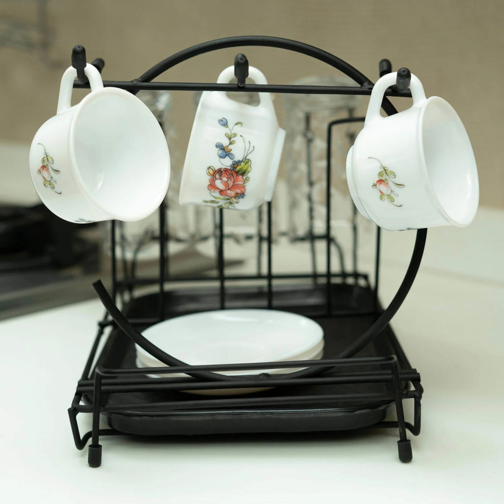 Durable Metal Cup & Glass Stand Rack – Space-Saving Countertop Organizer for Mugs, Cups, Plates & Glasses (Kitchen Drying Holder)