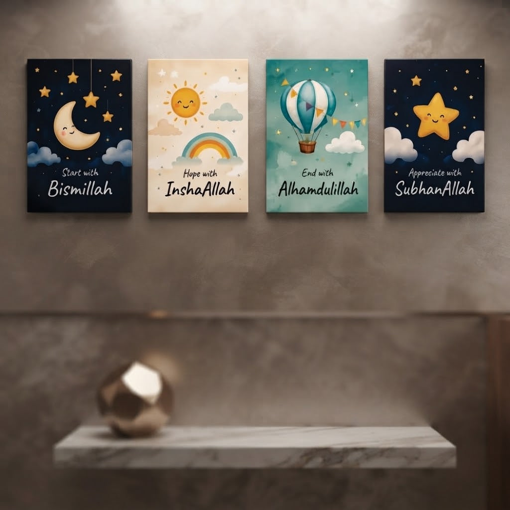 Set of 4 Premium Wall Art Photo Tiles – Modern Home Decor Sets 8x11