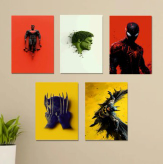 Set Of 3 Sticky Wooden Canvas Frames For Wall Decore Aesthatic Art / Sticky Phototiles For Room Wall Decoration