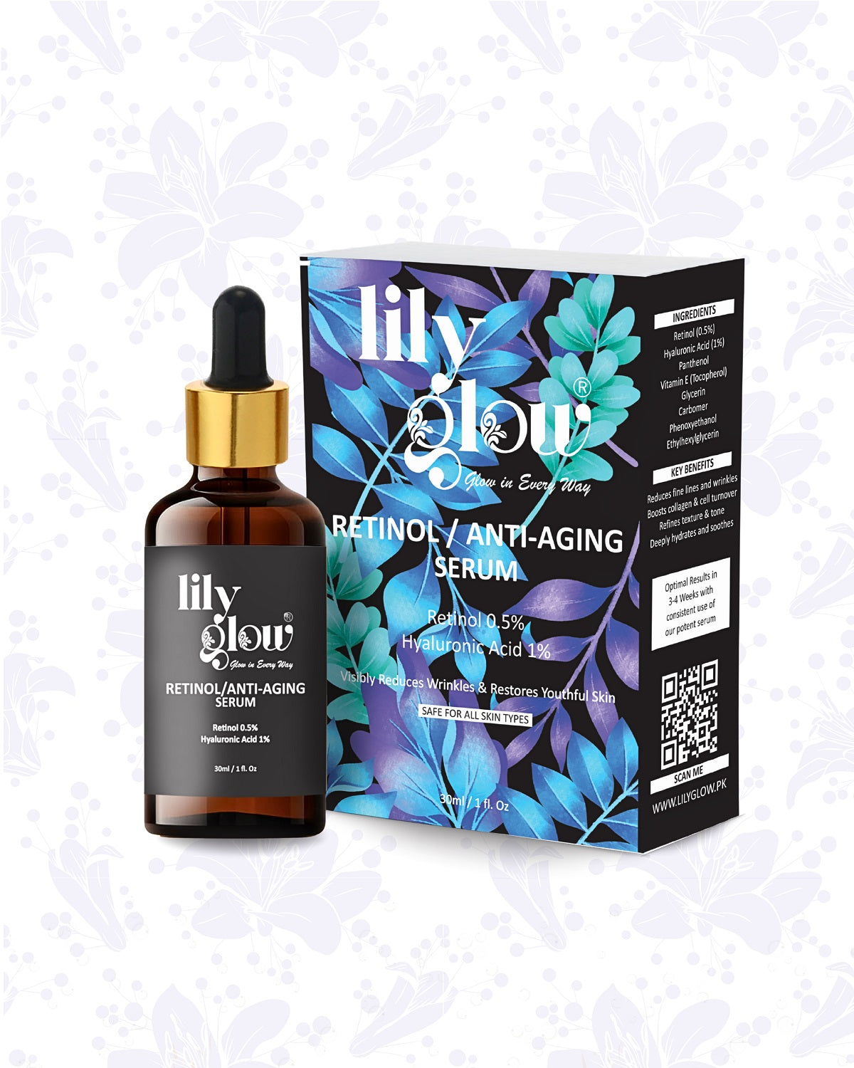 Lily Glow Retinol Anti-Aging Serum for Face – Wrinkle Repair, Skin Tightening & Night Care (30ml)