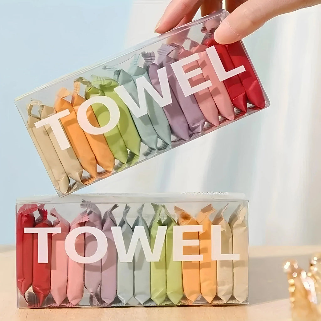 Disposable Washcloths | 14 pcs/box | Portable Travel Towels | Thickened Compressed Face & Beauty Square Towels