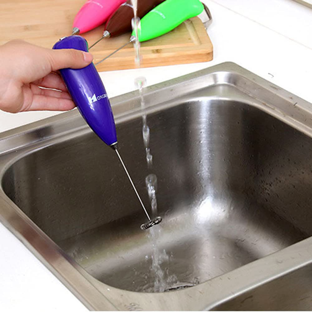 Cell Operated Coffee Beater Milk Drink Egg Whisk Mixer Foamer Mini Handle Stirrer Practical Cooking Tool Kitchen Gadget (Random Color)