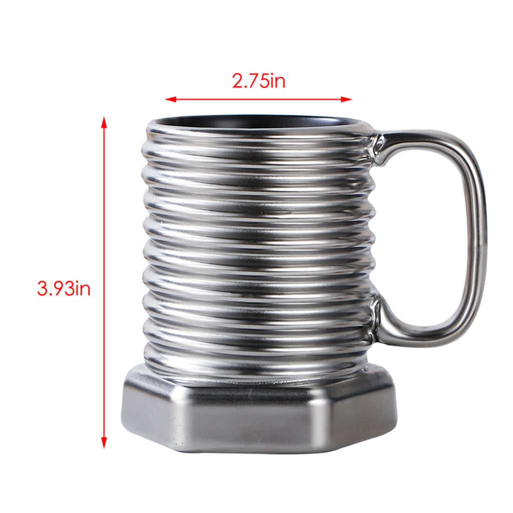 Screw Shape Ceramic Coffee Mug: Unique 3D Porcelain Tea Cup with Sculptural Twist Design.