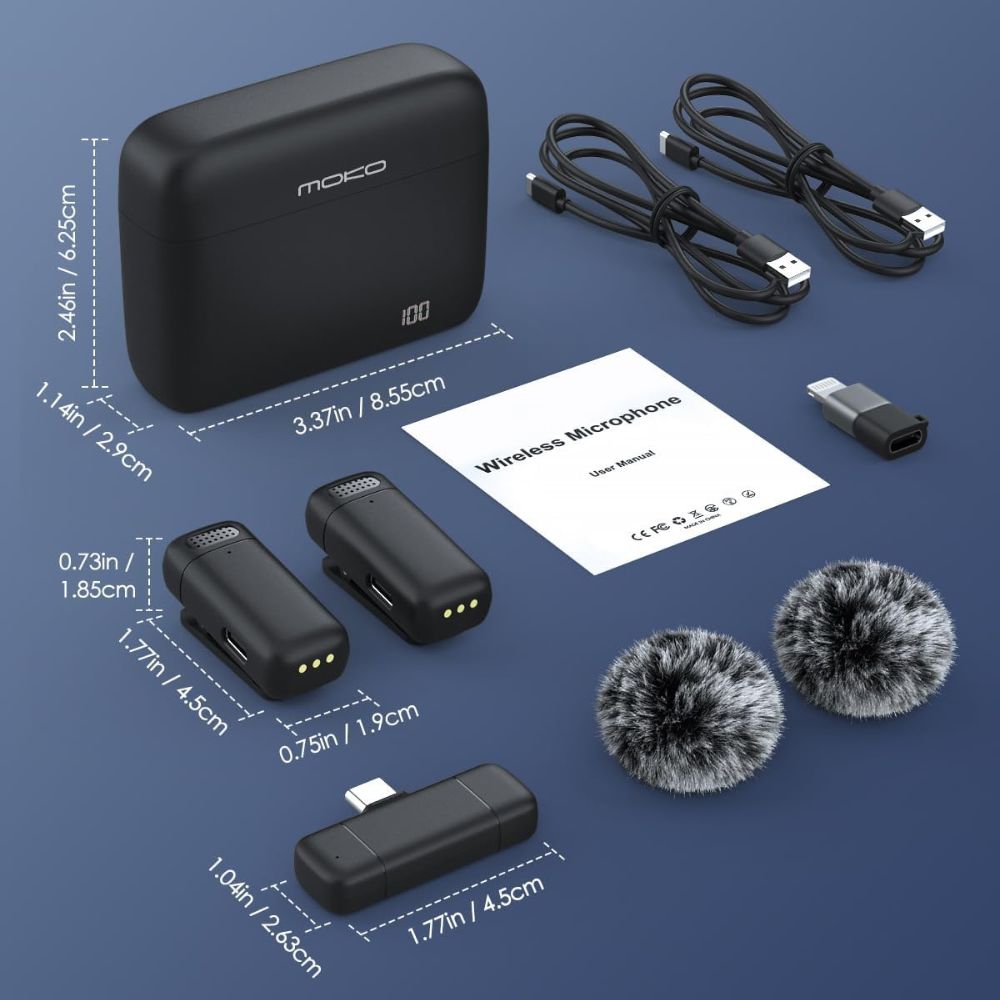 K13 Pro Dual Wireless Lavalier Microphone – Type-C, ANC Noise Cancellation, LED Display & Charging Case