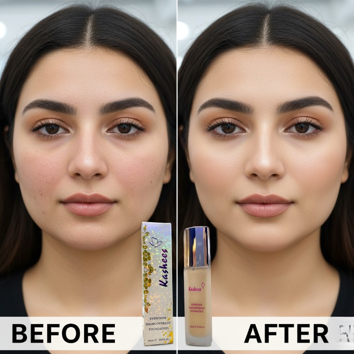 Kashee’s 24 Hrs High Coverage Foundation 20ml | Long Lasting Matte Finish | Lightweight Full Coverage Liquid Foundation For Flawless Skin - Shade 1