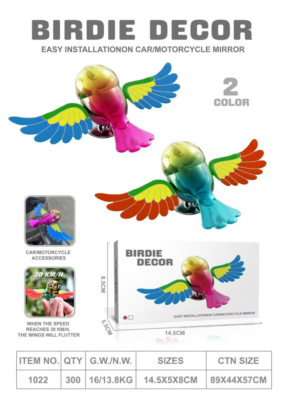 1Pc Fluttering Birdie Decor – Aerodynamand Motorcycle Mirrors ( random colouric Motion Accessory for Car  )