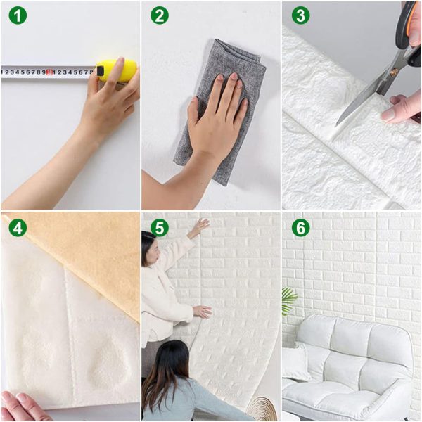 3D Wall Sticker White Brick Sheet Bedroom Home Decor Waterproof Self Adhesive Living Room Wallpaper7077 Cm
