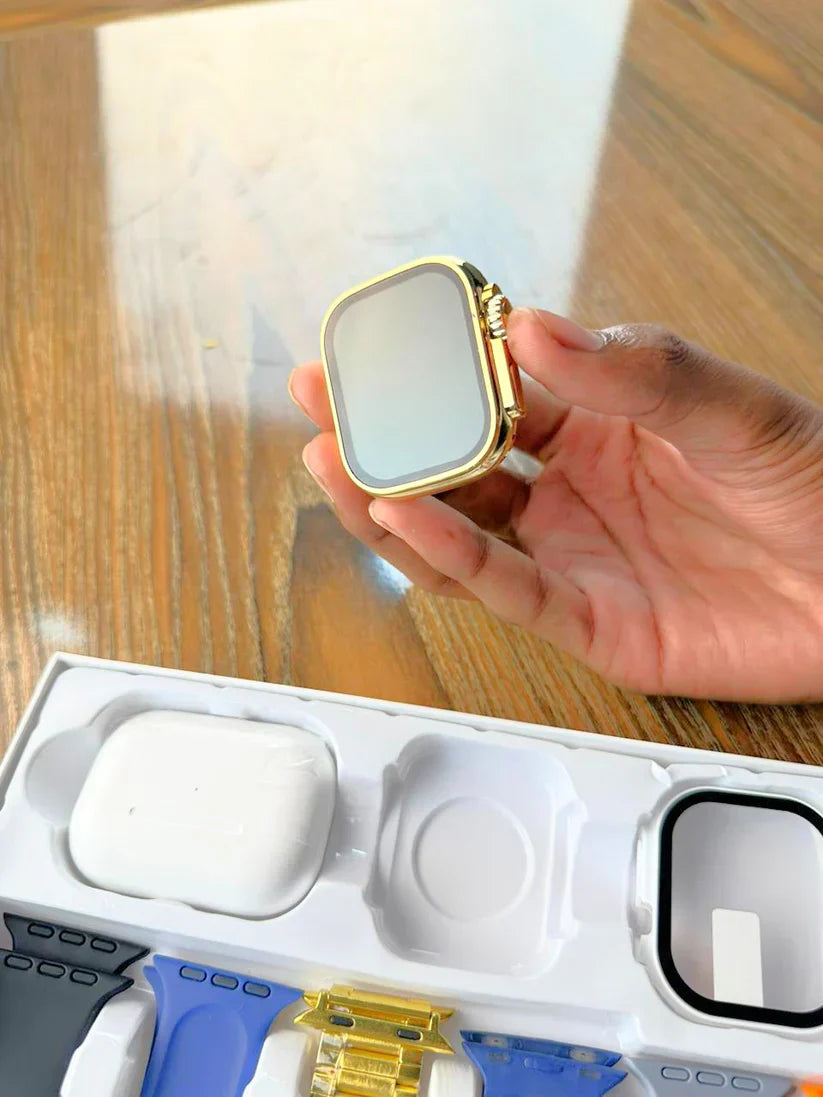 I20 Ultra Max Suit 10 In 1 Set Premium Smartwatch With 7 Interchangeable Straps Airpods Complete Combo For Men Women Random Color
