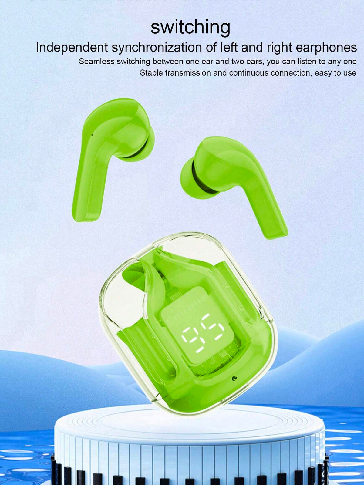 Air31 Earbuds Wireless Crystal Transparent Body Without Silicone Pouch Random Color