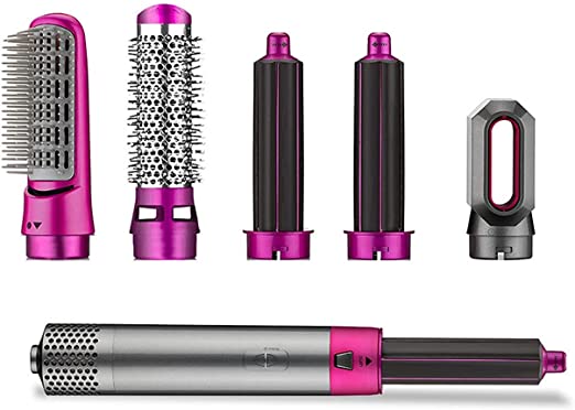 Hair Dryer Brush 5 In 1 Electric Blow Dryer Hair Comb Curling Wand Detachable Brush Kit Negative Ion Straightener Hair Curler Random Color