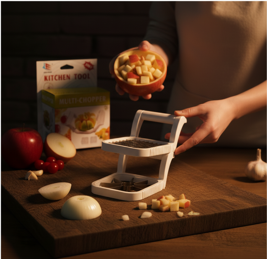 Multi-Chopper 3 in 1 Apple, Fruit & Potato Slicer – Heavy-Duty Stainless Steel Cutter for Quick, Even Slicing | Kitchen Gadget for Fast Food Prep