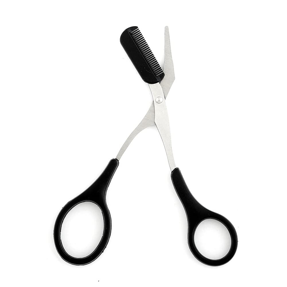 Scissors Eyebrow Trimmer Scissors Comb Stainless Steel Brow Hair Scissors Clips Shaping Grooming Trimmer Makeup Accessoriesrandom Color