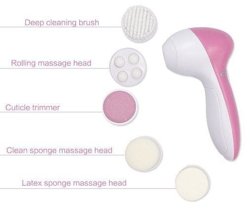 5 In 1 Facial Electric Cleanser And Massager Face Massager Machine Skin Electric Cleanser Scrub Beauty Device Scrubber Beauty Care Brush For Removing Blackhead Exfoliating And Massaging Beauty To