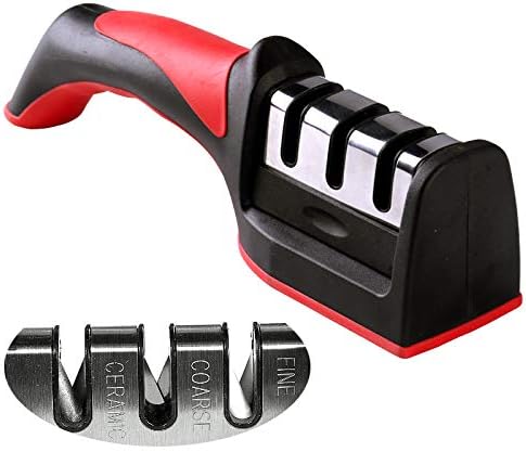 3 In 1 Knife Sharpener With Fruit And Meat Knife Peeler3 Stage Diamond Coated Knife Sharpenerkitchen Helper Three Piece Knife Sharpener Set With A Knife Ceramic Peeler