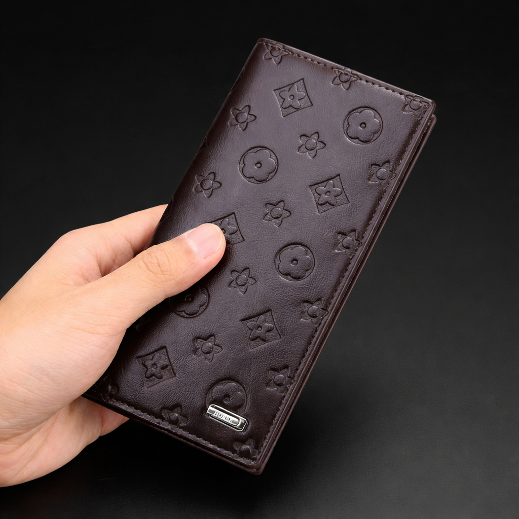 New Design Long Wallet for Men & Women | 12 Card Slots | Half Zip Pocket  - Black