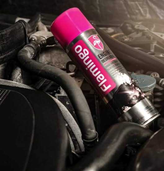 Flamingo Engine Degreaser Foam Spray 650ML – Heavy Duty Engine Cleaner for Cars & Motorcycles | Removes Oil, Grease & Dirt | Safe for Metal, Rubber & Plastic