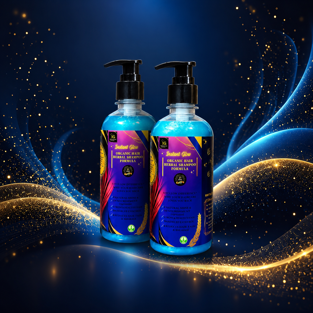 Instant Glow Herbal Shampoo 20+ Formula 500ml | Organic Herbal Shampoo for Hair Growth & Hair Fall Control | Dandruff & Frizz Control | Scalp Nourishing Hair Care