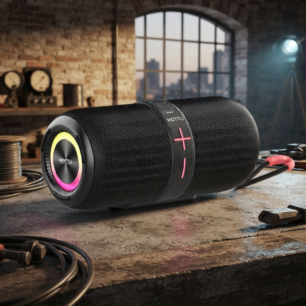 HOTTU BS02 Bluetooth Speaker – IPX5 Waterproof, RGB Light & Powerful Bass