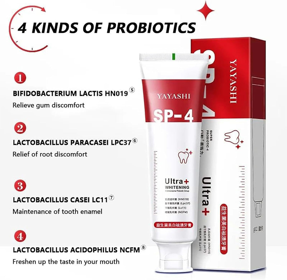 Yayashi SP-4 Ultra Whitening Toothpaste – 150ml Probiotic Stain Remover for Bright, Healthy Teeth