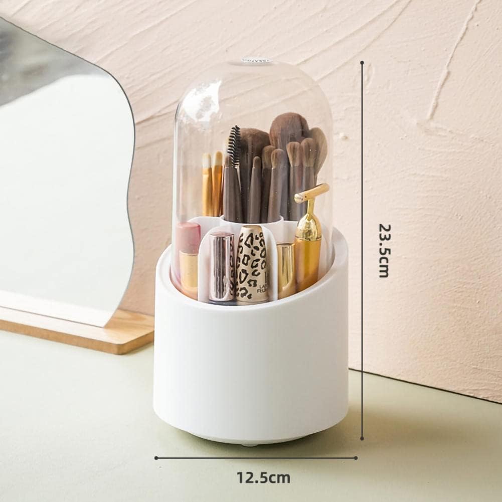 Brush Container Makeup Brush Holder Dust Proof Rotating Plastic Lipstick Eyebrow Pencil Vanity Supplies Random Color 721379