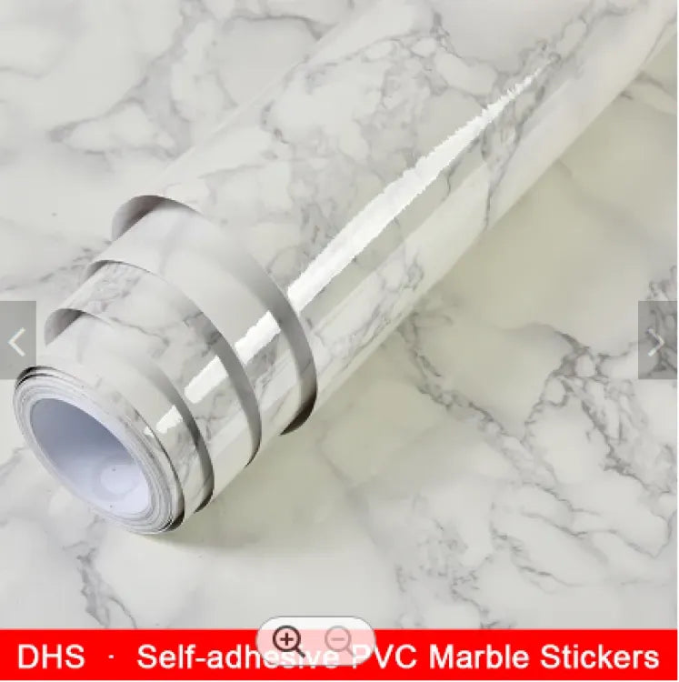 Self Adhesive White Marble Sheet For Kitchen Anti Oil And Heat Resistant Wallpaper