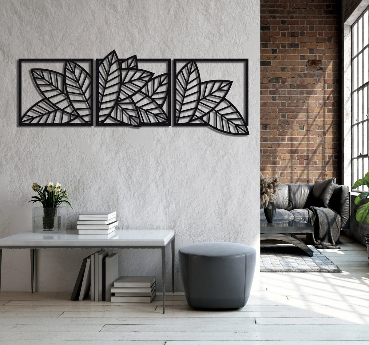 3D Wooden 3 Piece Long Leaf Panels Wall Hanging Wooden Art Wall Art I Wall Art For Room Decoration