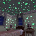 Pack Of 100 Multicolor 3D Glowing Star Night Dark Room Decor