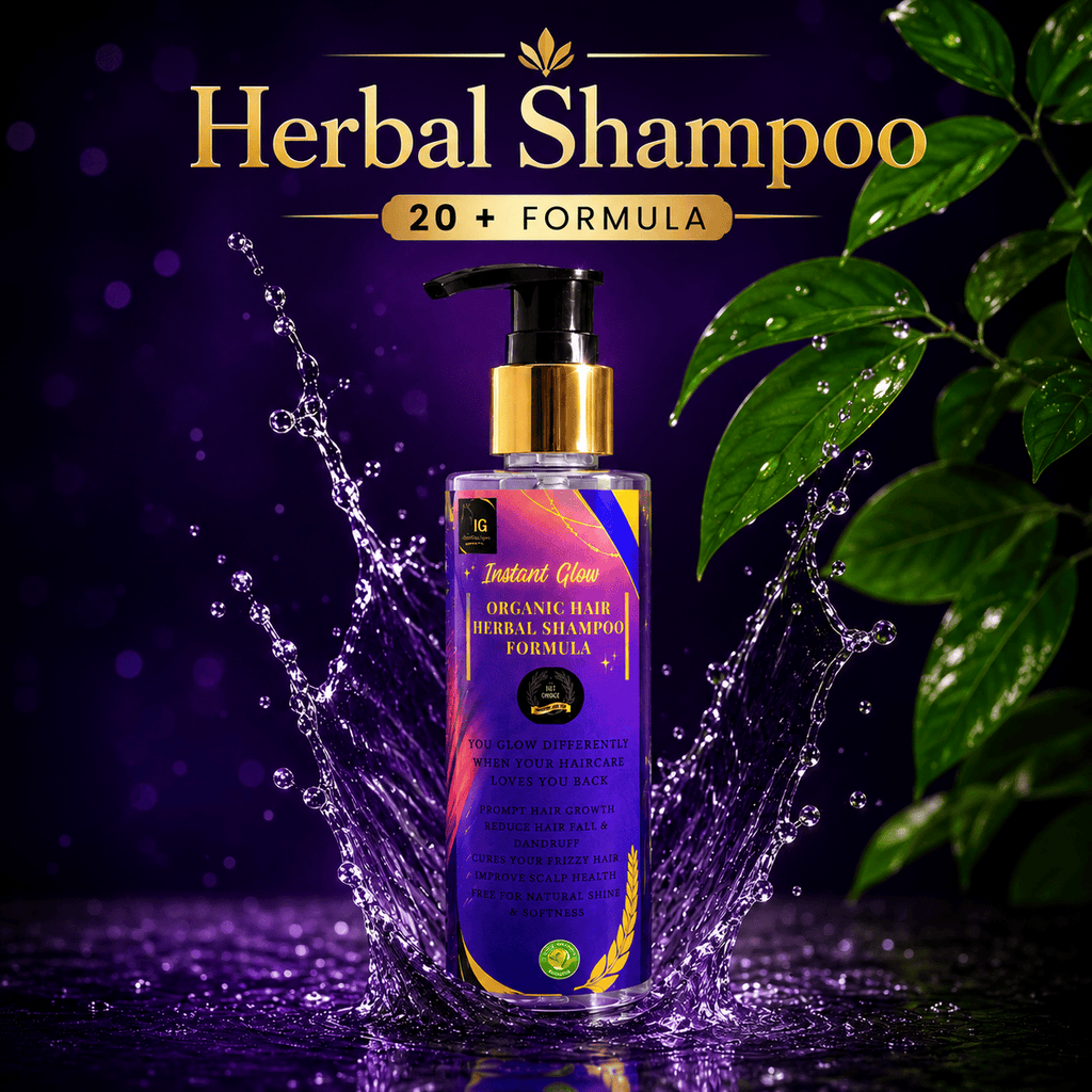 Instant Glow Herbal Shampoo 20+ Formula 150ml | Organic Herbal Hair Shampoo for Hair Growth & Hair Fall Control | Dandruff & Frizz Control | Scalp Nourishing Shampoo
